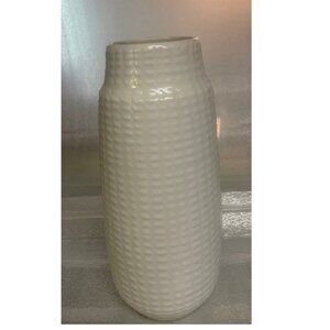1960’s Basketweave Vase - Scheurich Vase Form 203-26 white knobs ceramic